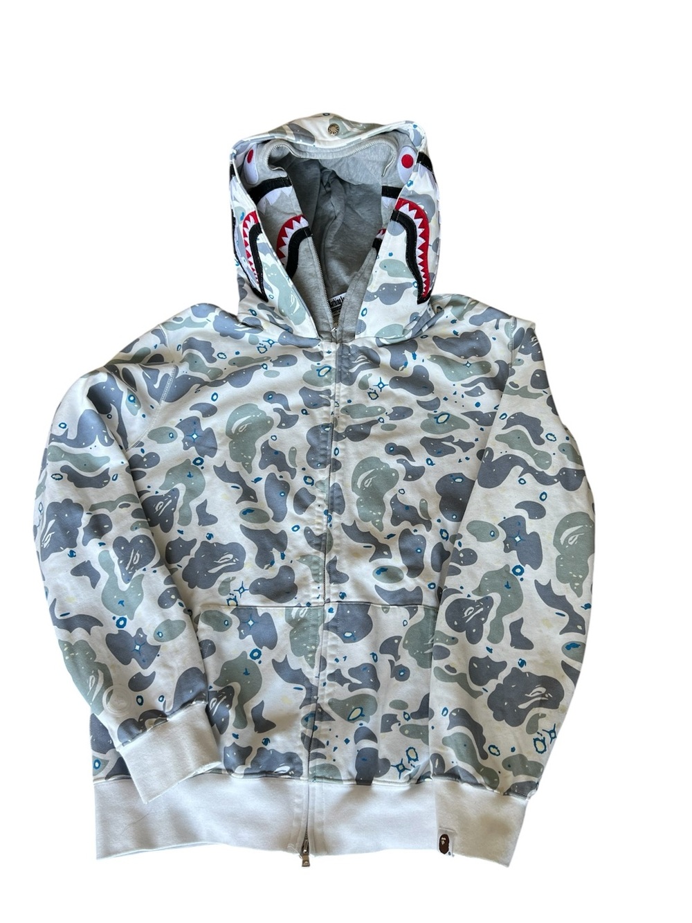A Bathing Ape Galaxy Camo Full Zip WGM Shark Hoodie XXL